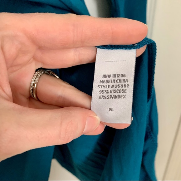 Soft Surroundings Blue Sharkbite Hem Long Sleeve Top - Picture 4 of 7